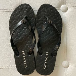 Black Coach Rubber Flipflops S7-8